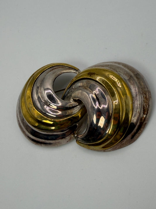 Vintage Sterling Silver Taxco Double Croissant Brooch