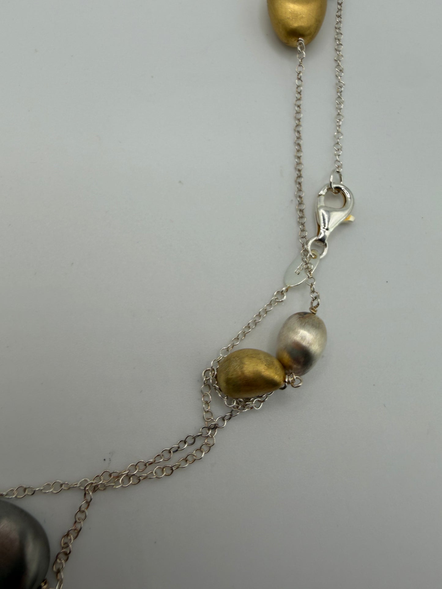 Vintage Sterling Silver Beaded Station Necklace