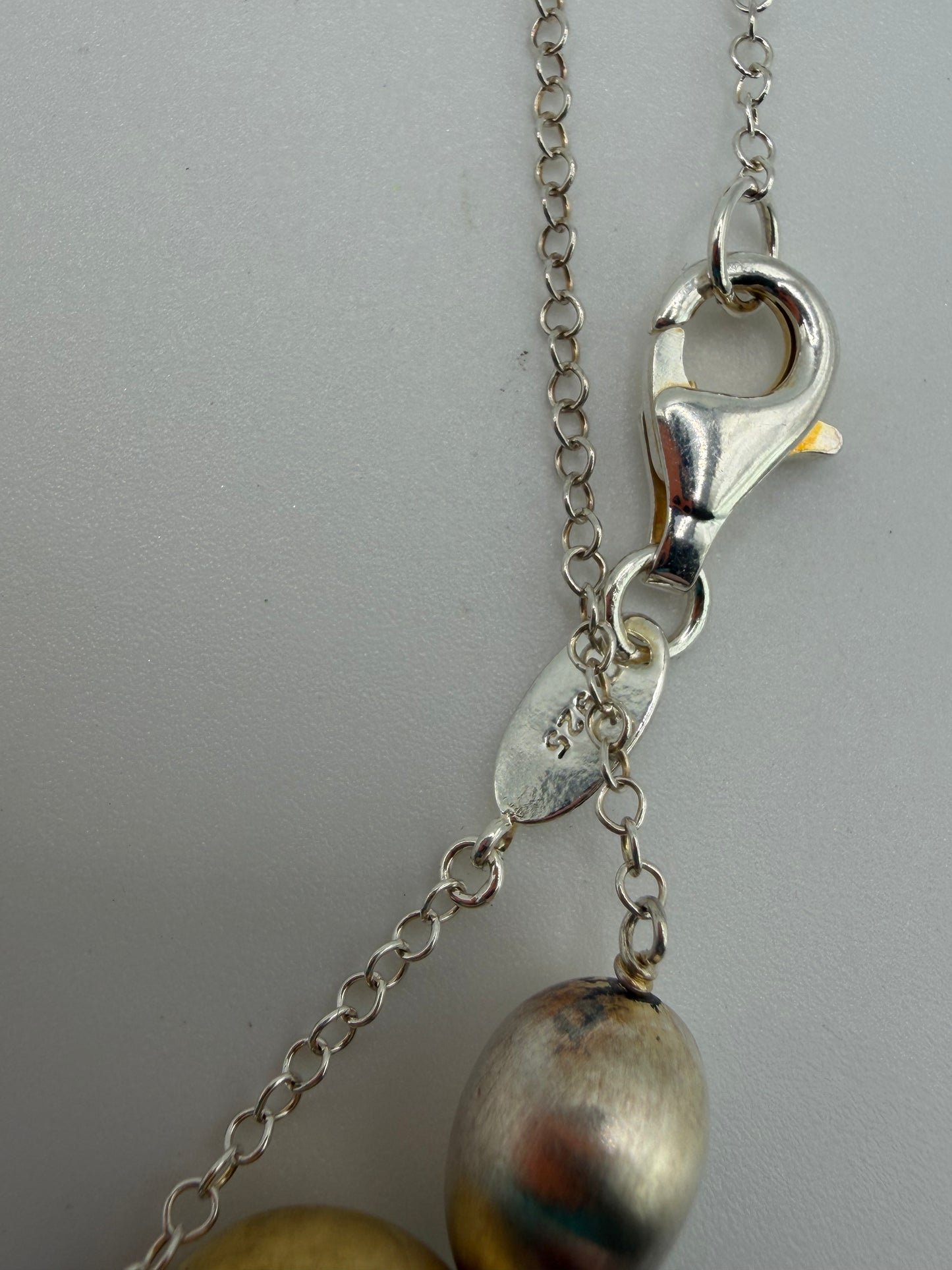 Vintage Sterling Silver Beaded Station Necklace