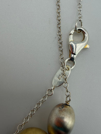 Vintage Sterling Silver Beaded Station Necklace