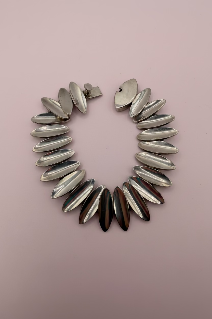Vintage Sterling Silver Taxco Heavy Modernist Link Bracelet