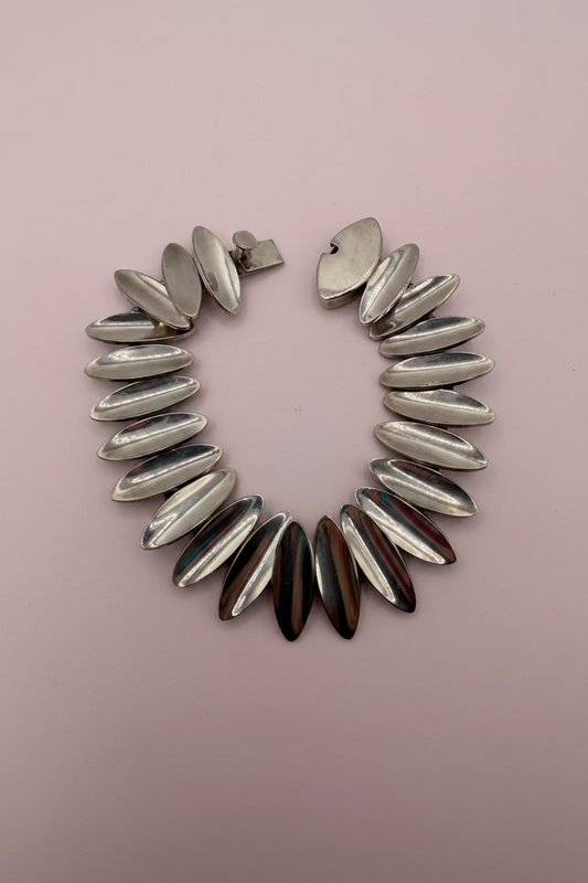 Vintage Sterling Silver Taxco Heavy Modernist Link Bracelet