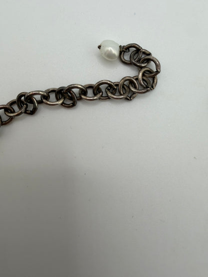 Vintage Silver Freshwater Pearl Rococo Gothic Choker Necklace
