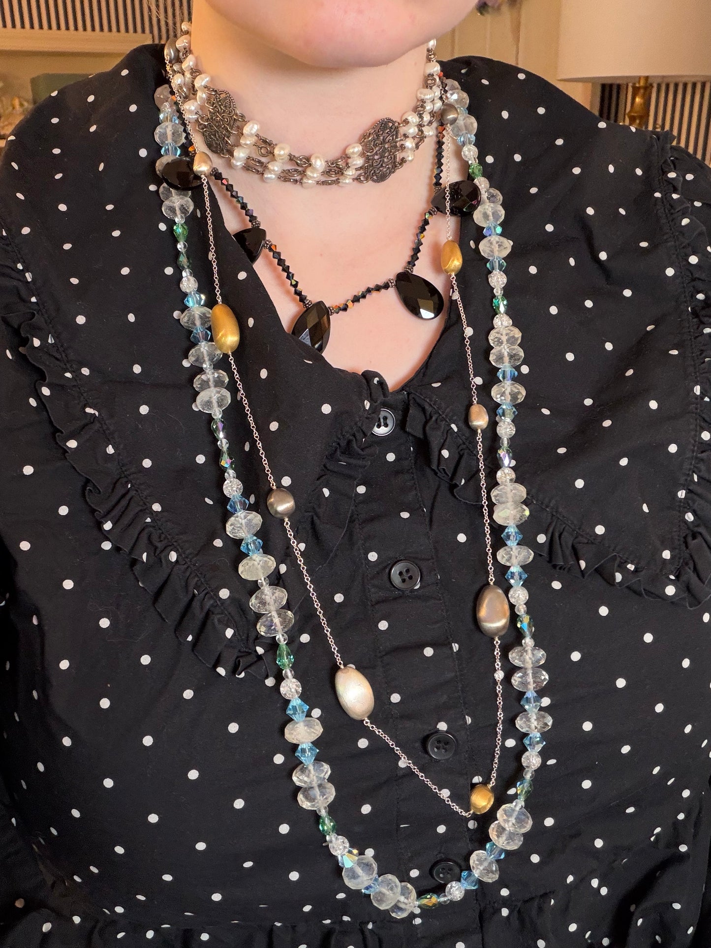 Vintage Silver Freshwater Pearl Rococo Gothic Choker Necklace
