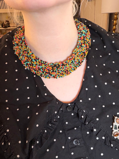 Vintage Rainbow Beaded Collar Necklace