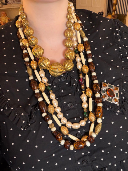 Vintage Kenneth Jay Lane Baroque Pearl '80s Dream Queen Necklace