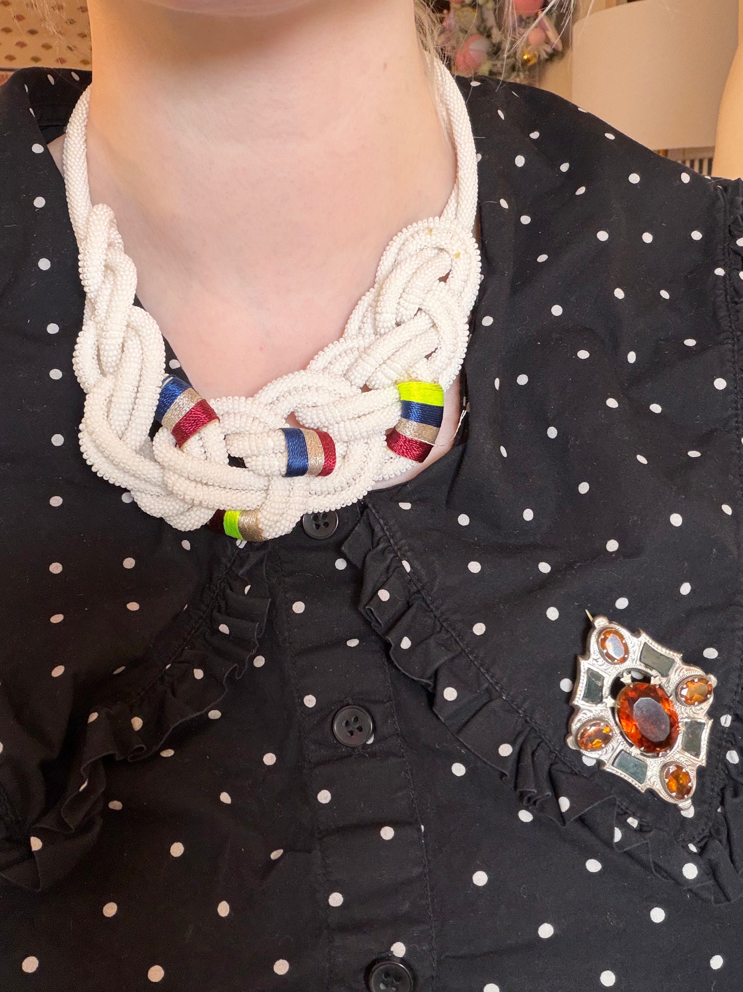 Vintage J Crew Nautical Beaded Neon Statement Necklace