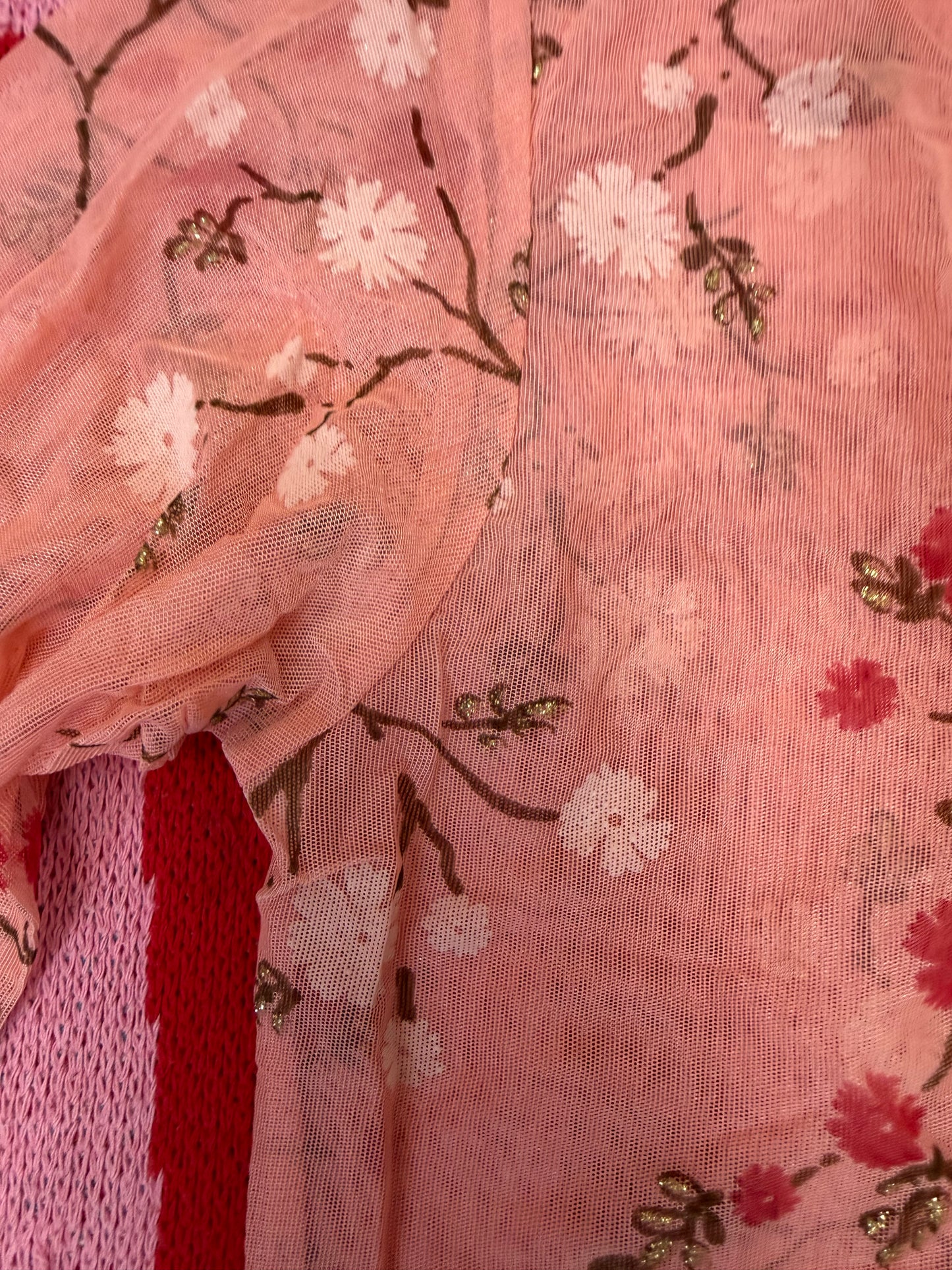 Cyndi Lauper's Vintage Oilily Y2K Cherry Blossom Mesh Top