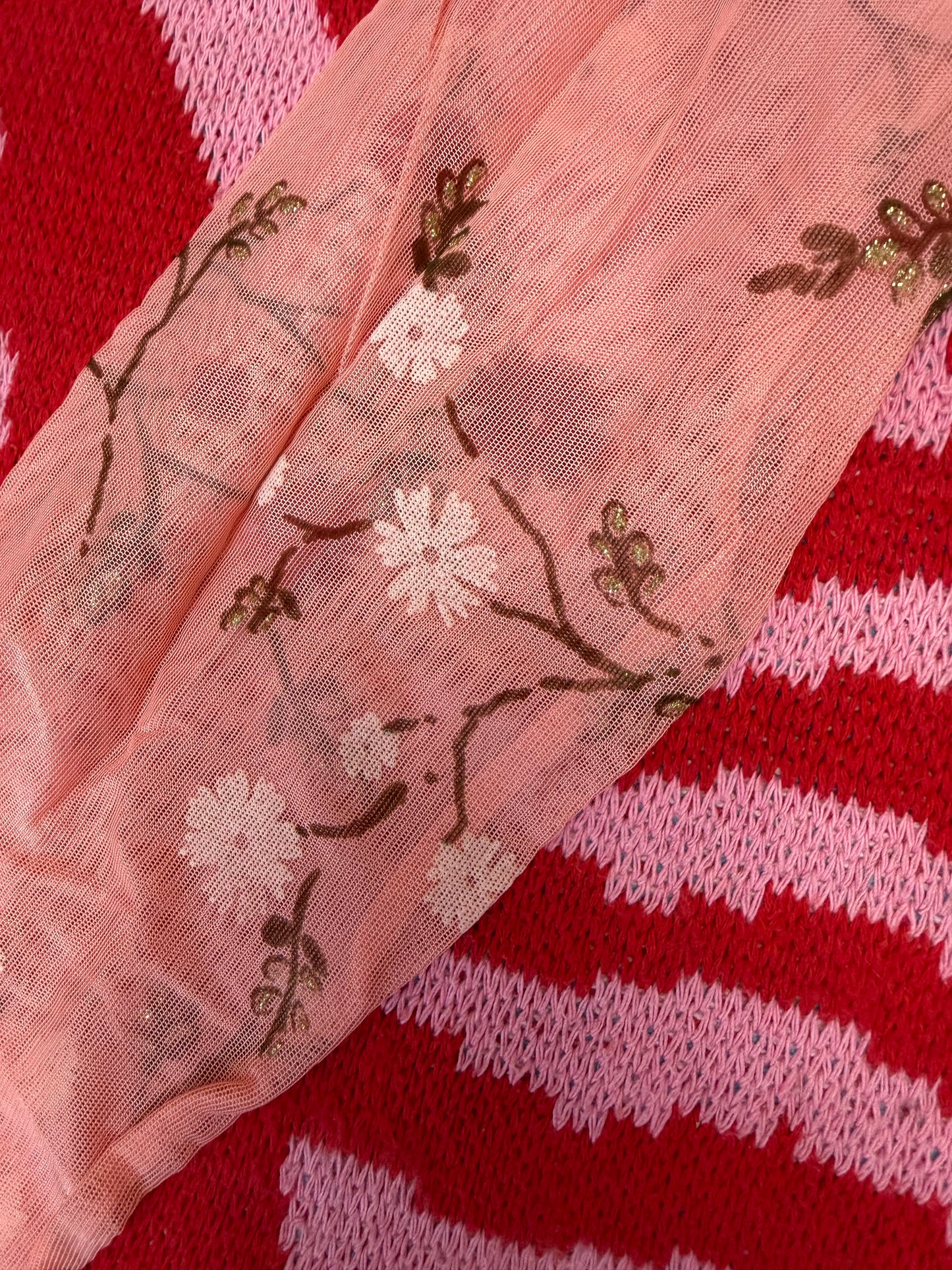 Cyndi Lauper's Vintage Oilily Y2K Cherry Blossom Mesh Top