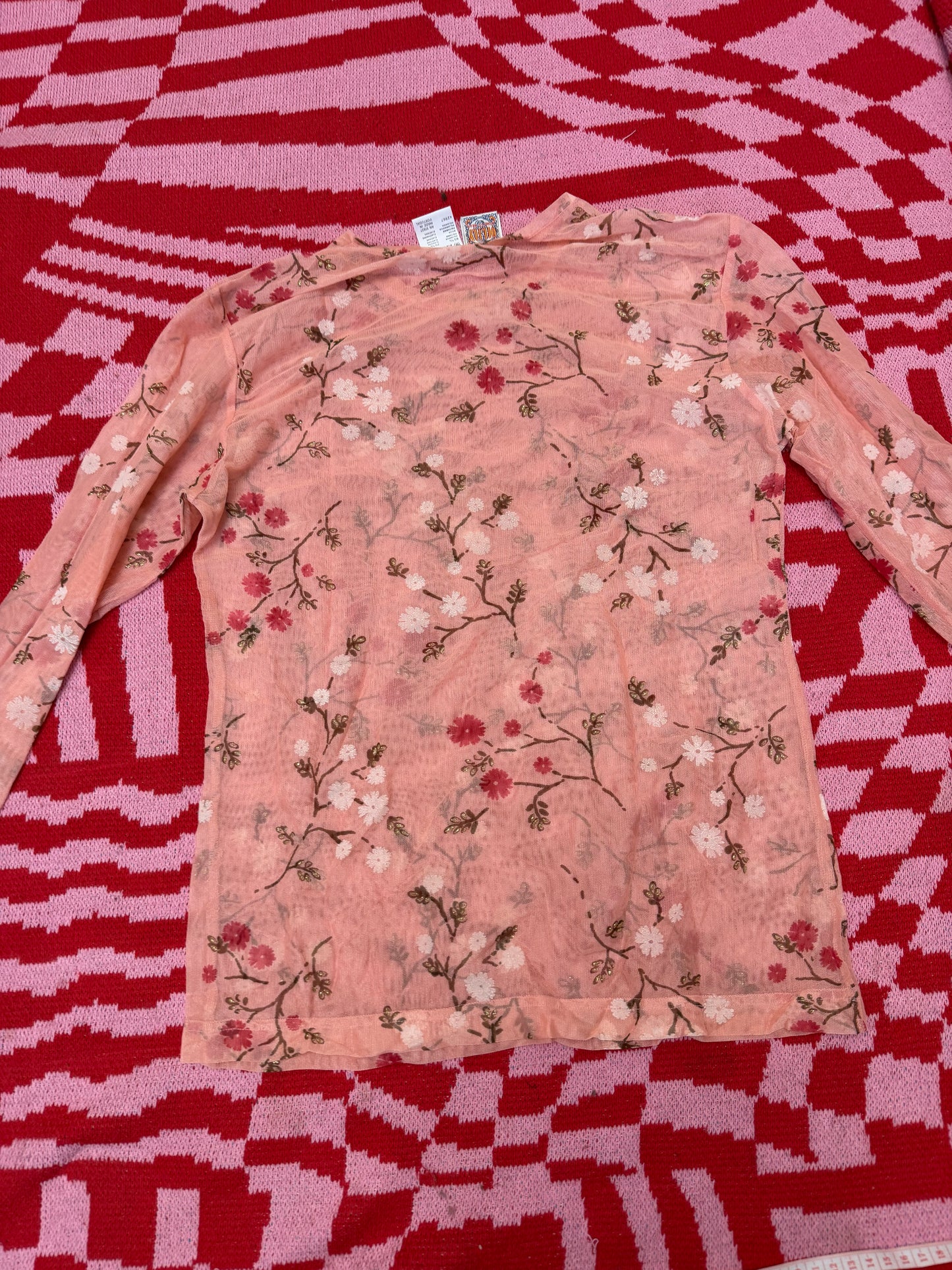 Cyndi Lauper's Vintage Oilily Y2K Cherry Blossom Mesh Top