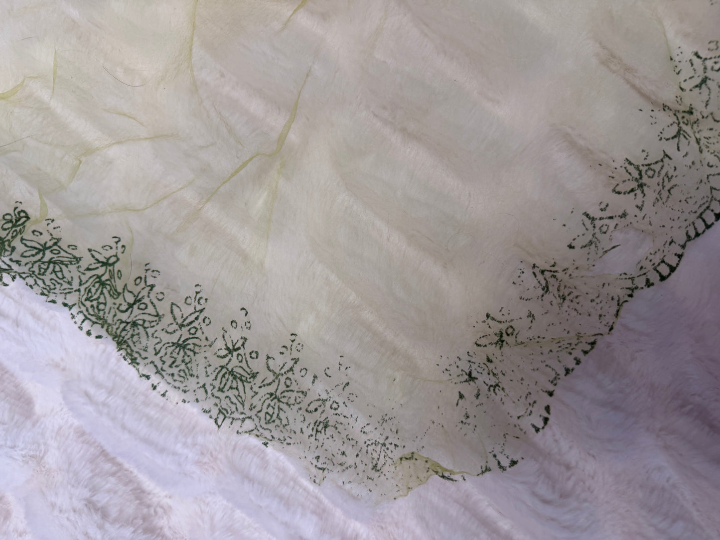 Cyndi Lauper's Vintage Sheer Lime Green Painted Scarf