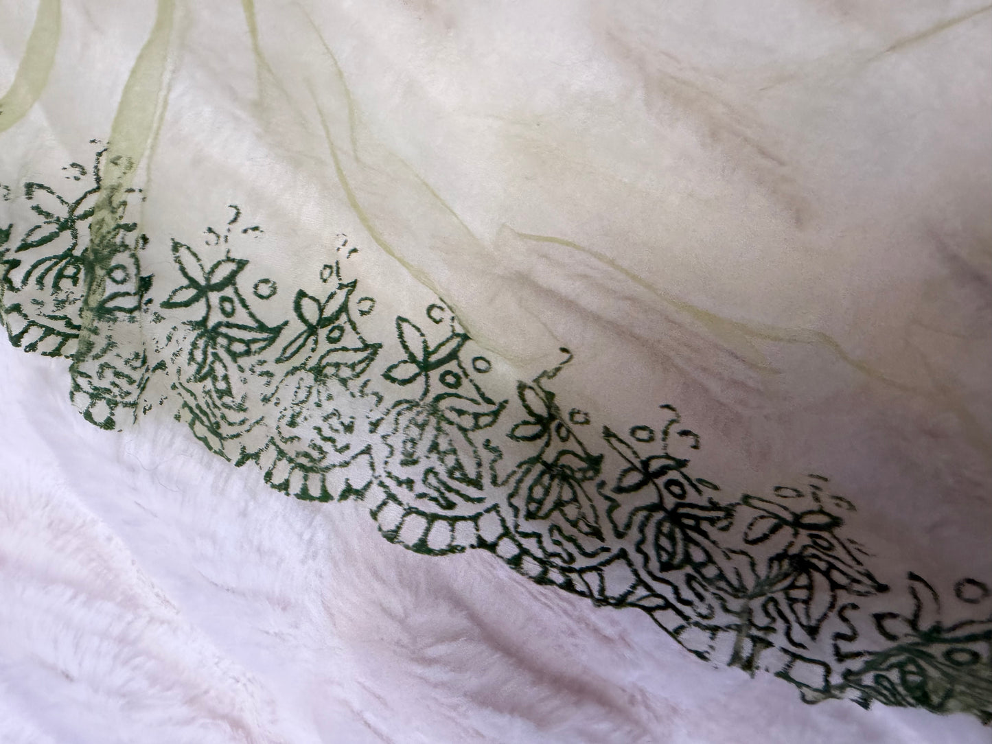 Cyndi Lauper's Vintage Sheer Lime Green Painted Scarf