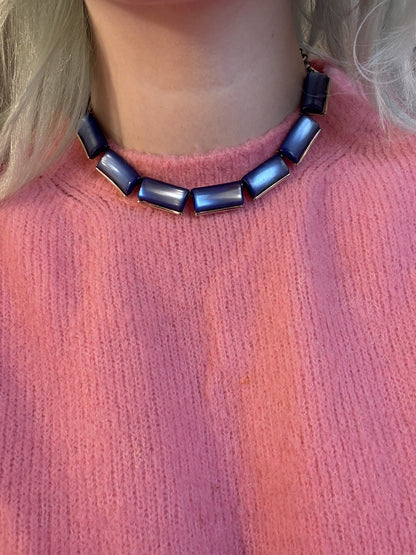 Vintage Thermoset Brilliant Blue Cabochon Necklace