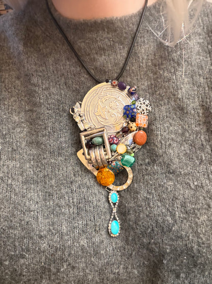 Vintage Sarah Jane Collage Statement Pendant