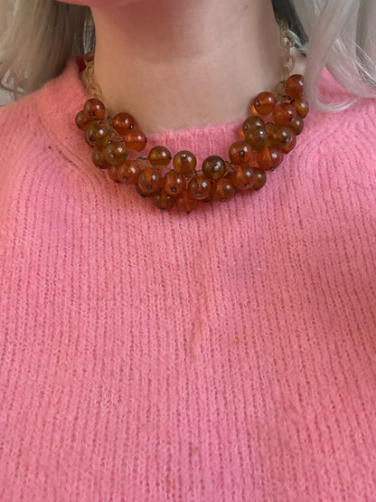 Vintage Celluloid Bakelite Apple Juice Cherry Necklace