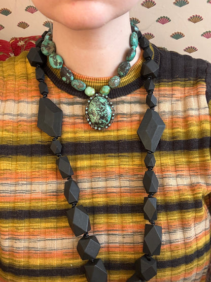 Vintage Chunky Turquoise Nugget Pendant Necklace