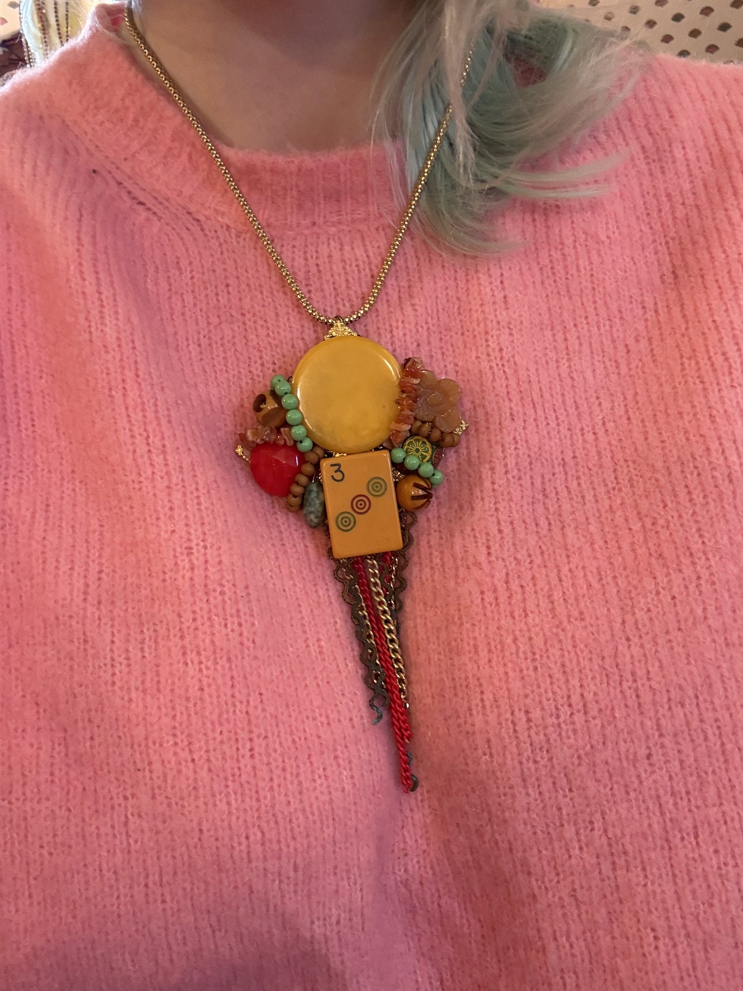 Vintage Sarah Jane Bakelite Collage Pendant Charm