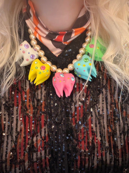 Rainbow Tooth Pearl Necklace
