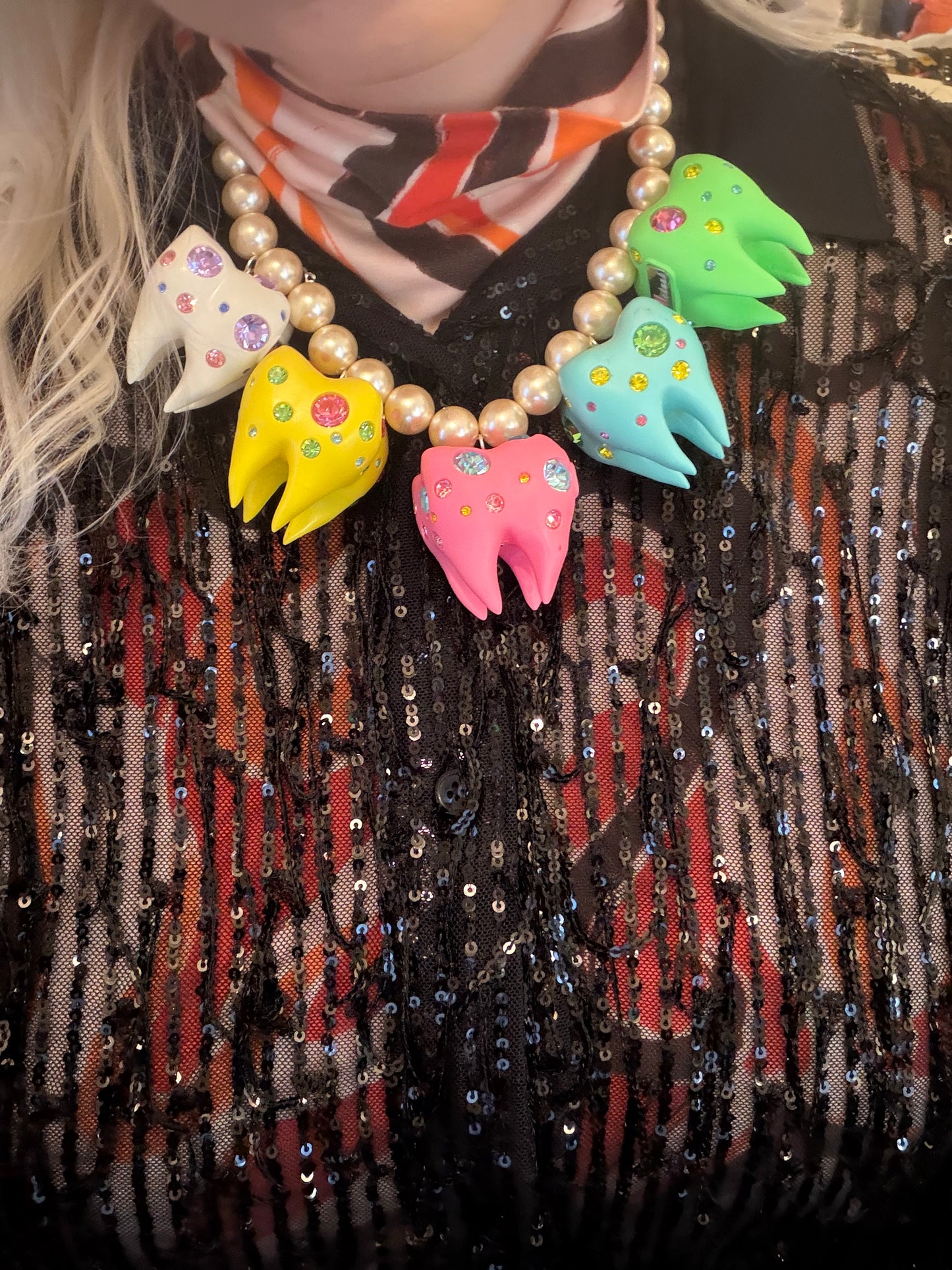 Rainbow Tooth Pearl Necklace