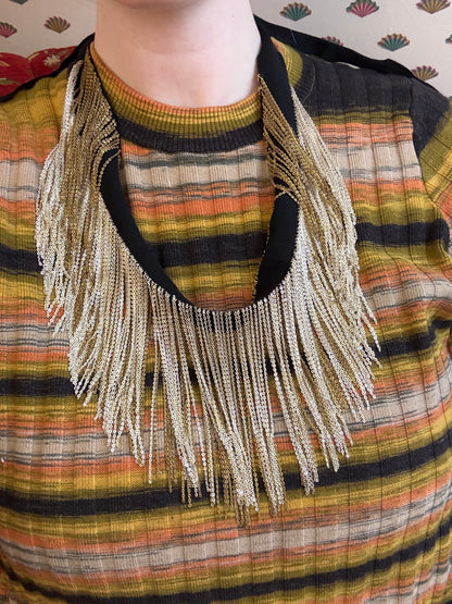 Iris Apfel's Two Tone Chain Fringe Necklace