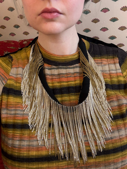 Iris Apfel's Two Tone Chain Fringe Necklace