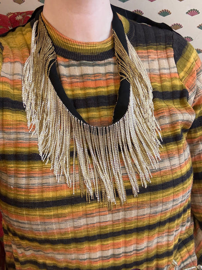 Iris Apfel's Two Tone Chain Fringe Necklace