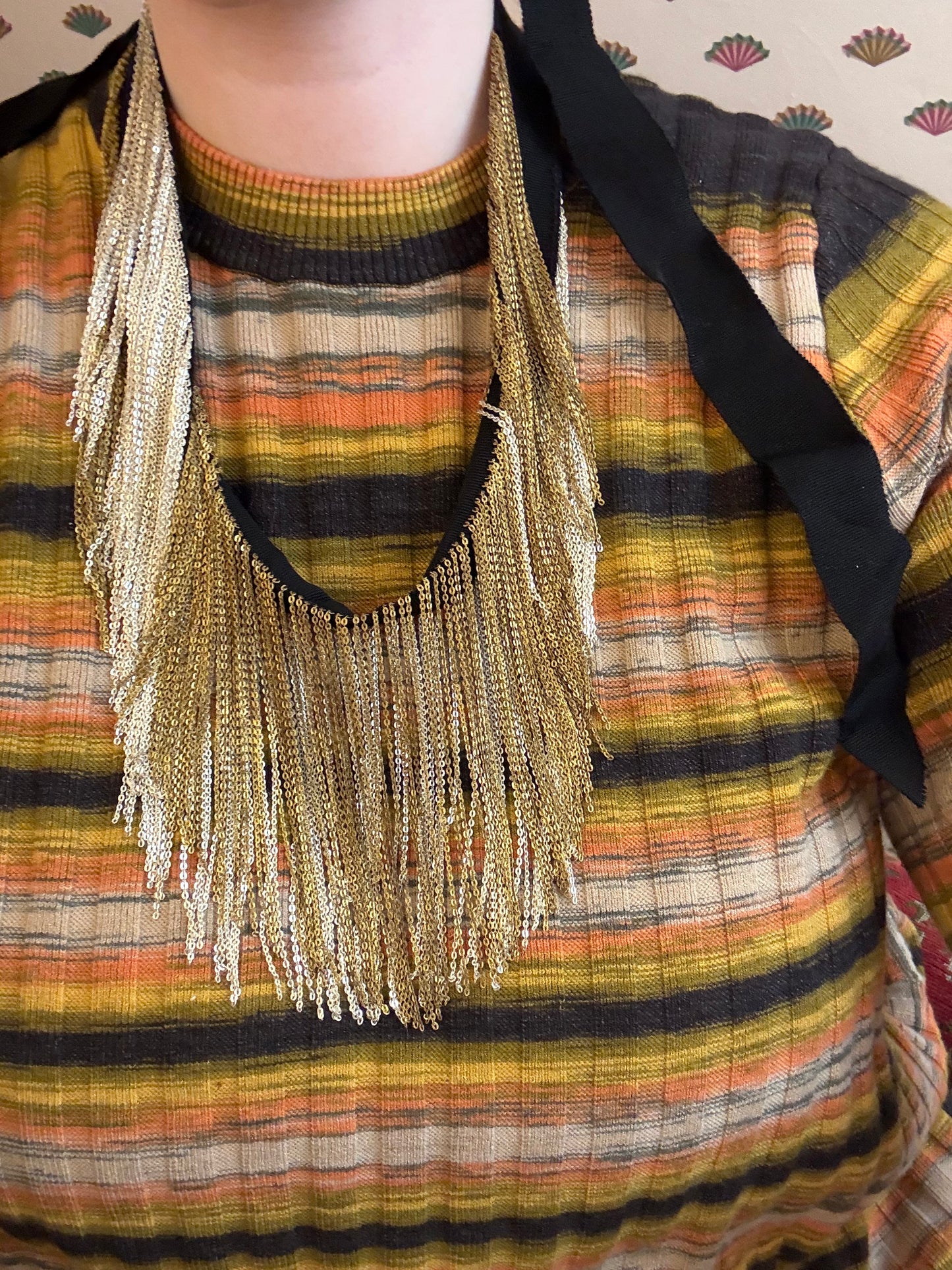Iris Apfel's Two Tone Chain Fringe Necklace