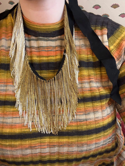 Iris Apfel's Two Tone Chain Fringe Necklace