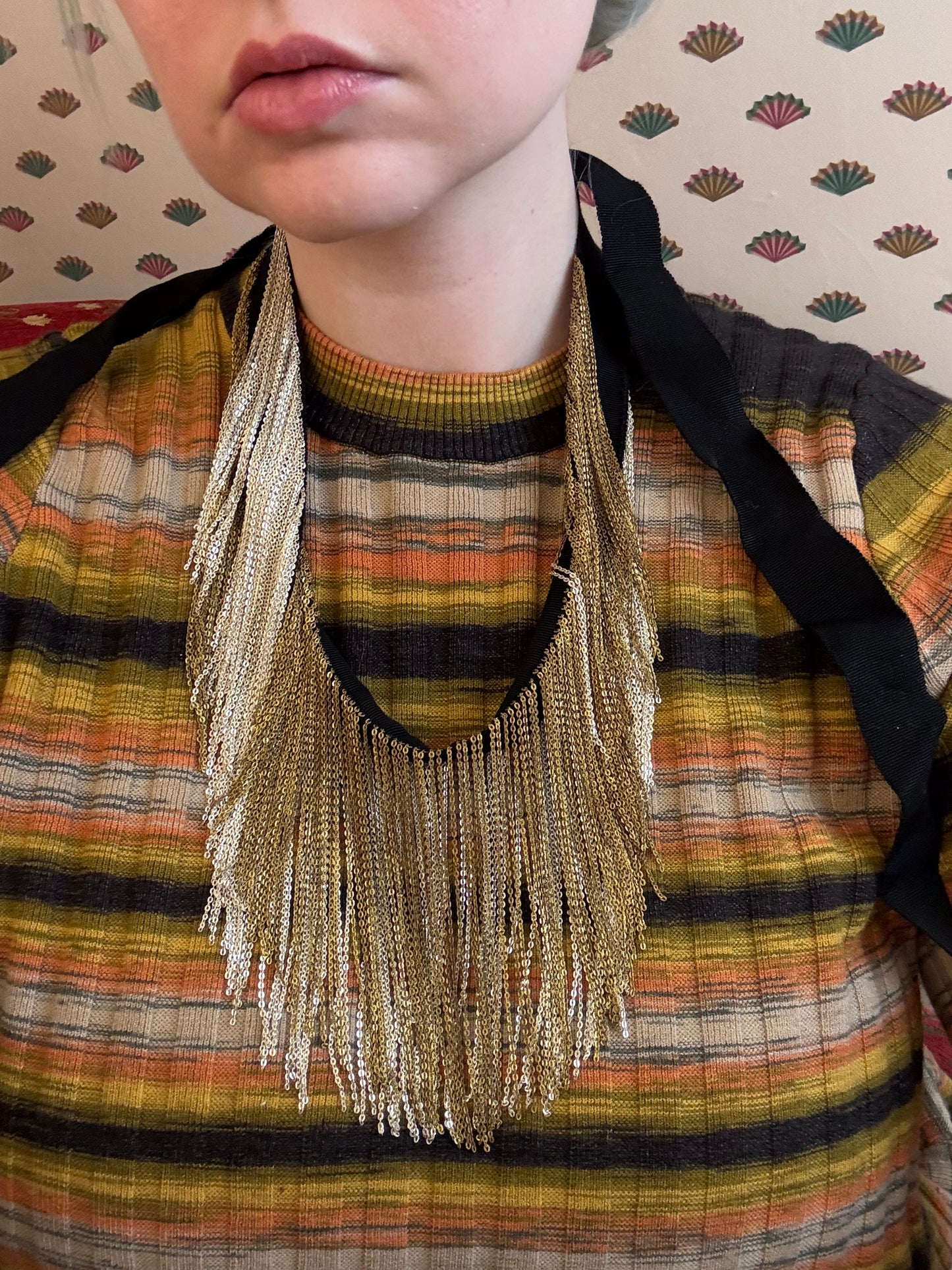 Iris Apfel's Two Tone Chain Fringe Necklace