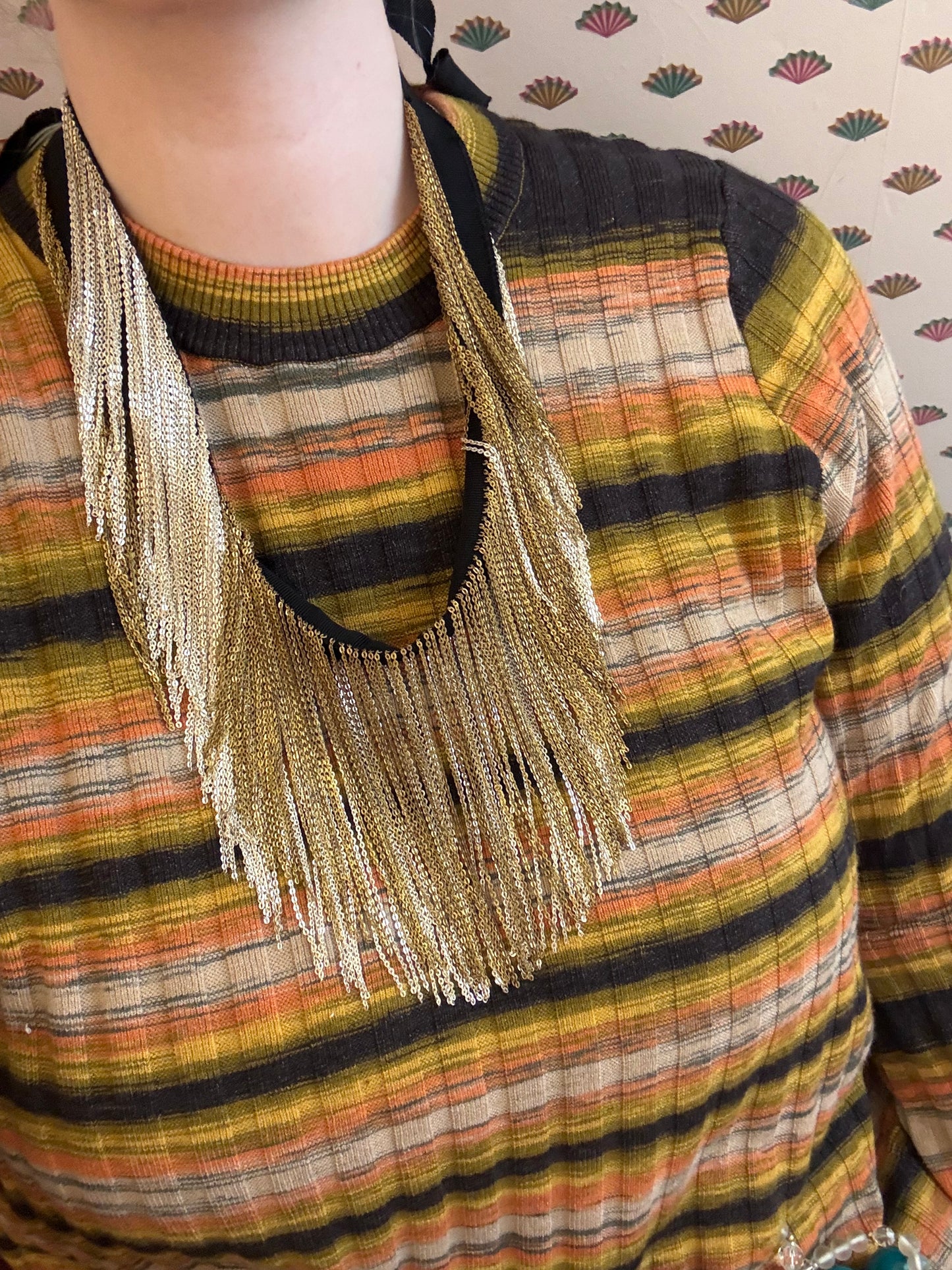 Iris Apfel's Two Tone Chain Fringe Necklace