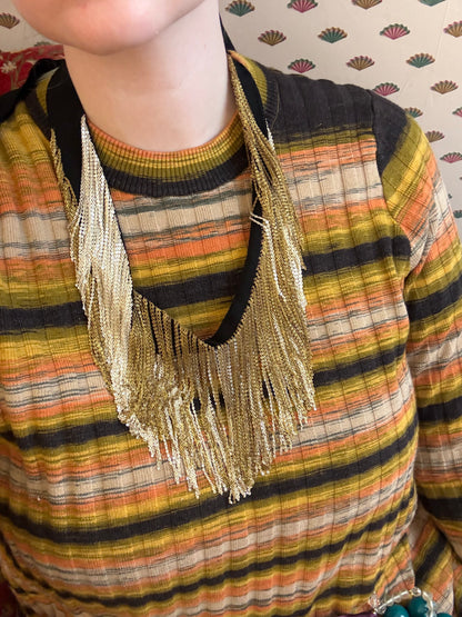 Iris Apfel's Two Tone Chain Fringe Necklace