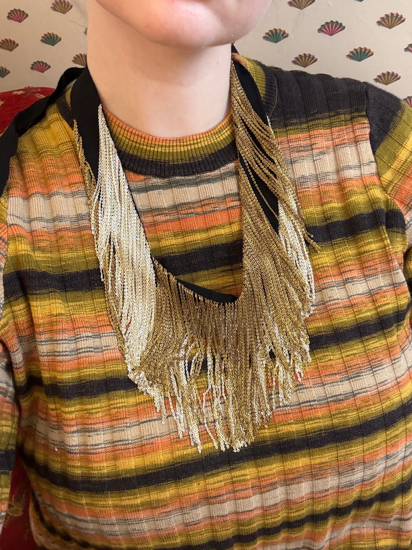 Iris Apfel's Two Tone Chain Fringe Necklace