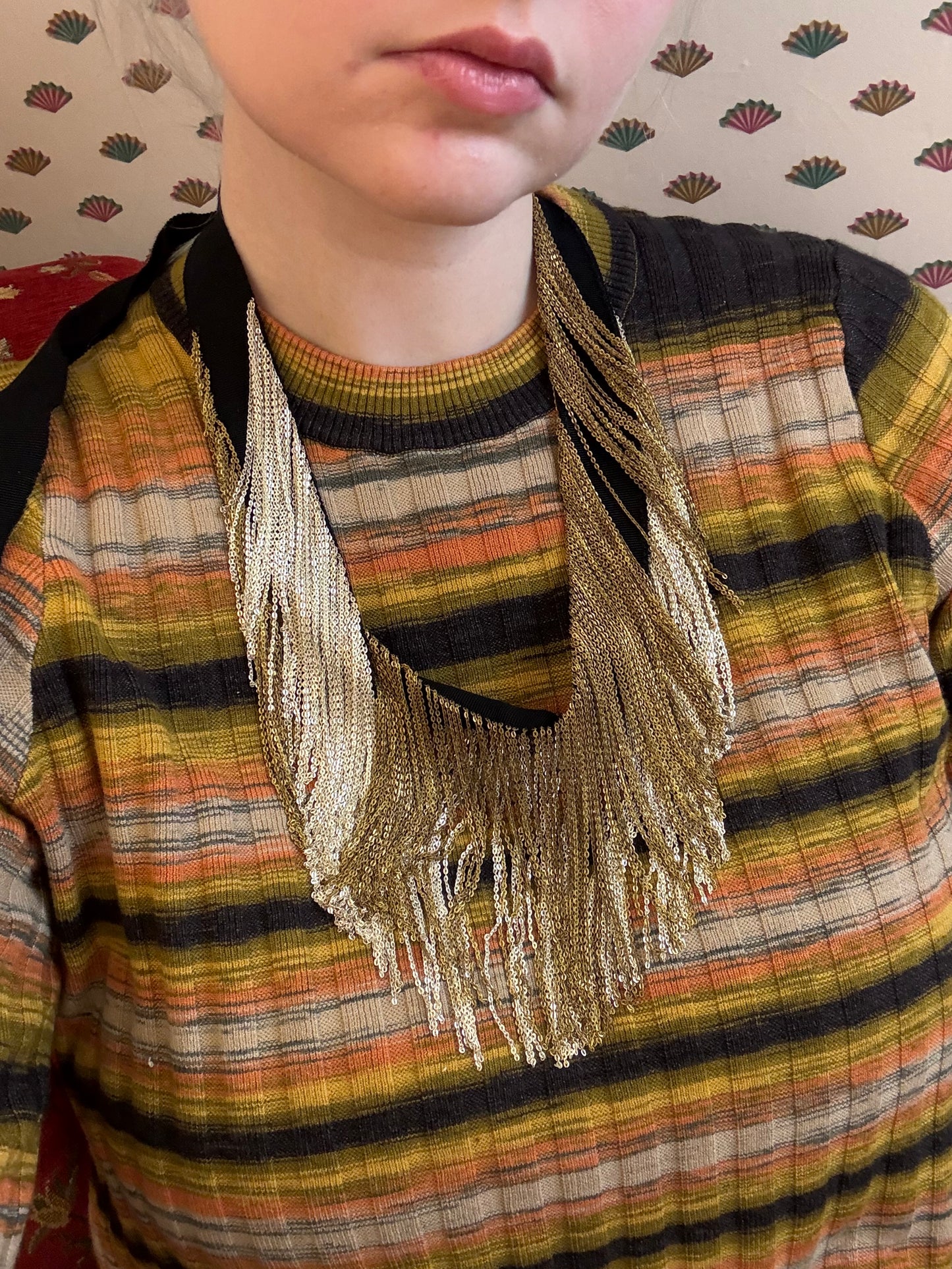 Iris Apfel's Two Tone Chain Fringe Necklace