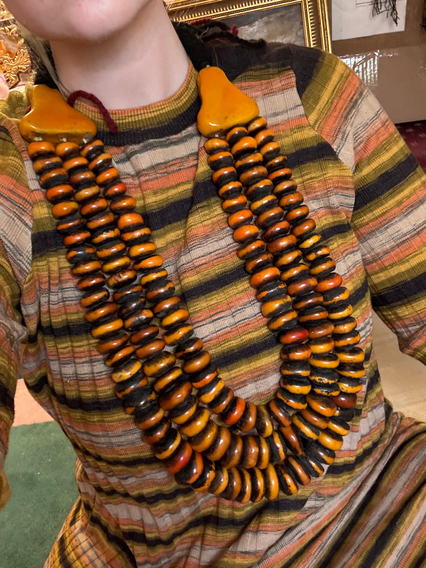 Iris Apfel's Vintage HUGE Moroccan Berber Resin Amber Bead Necklace