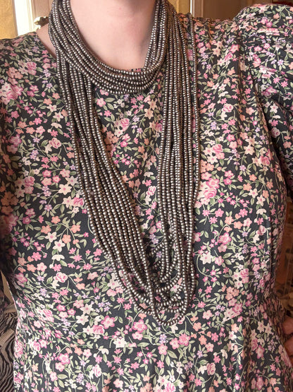 Iris Apfel's Vintage Dark Gray Jianhui London Extra Long Wood Beaded Necklace