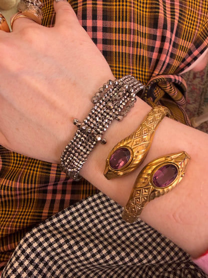 Antique Victorian Cut Steel Buckle Bracelet Bangle
