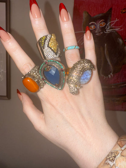 Iris Apfel's Vintage Chunky Oversized Blue Rhinestone Ring