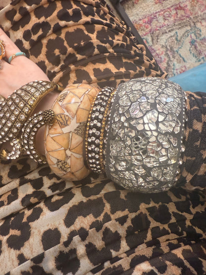 Iris Apfel's Highly Documented Vintage Massive Mirrored Ebony Bangle