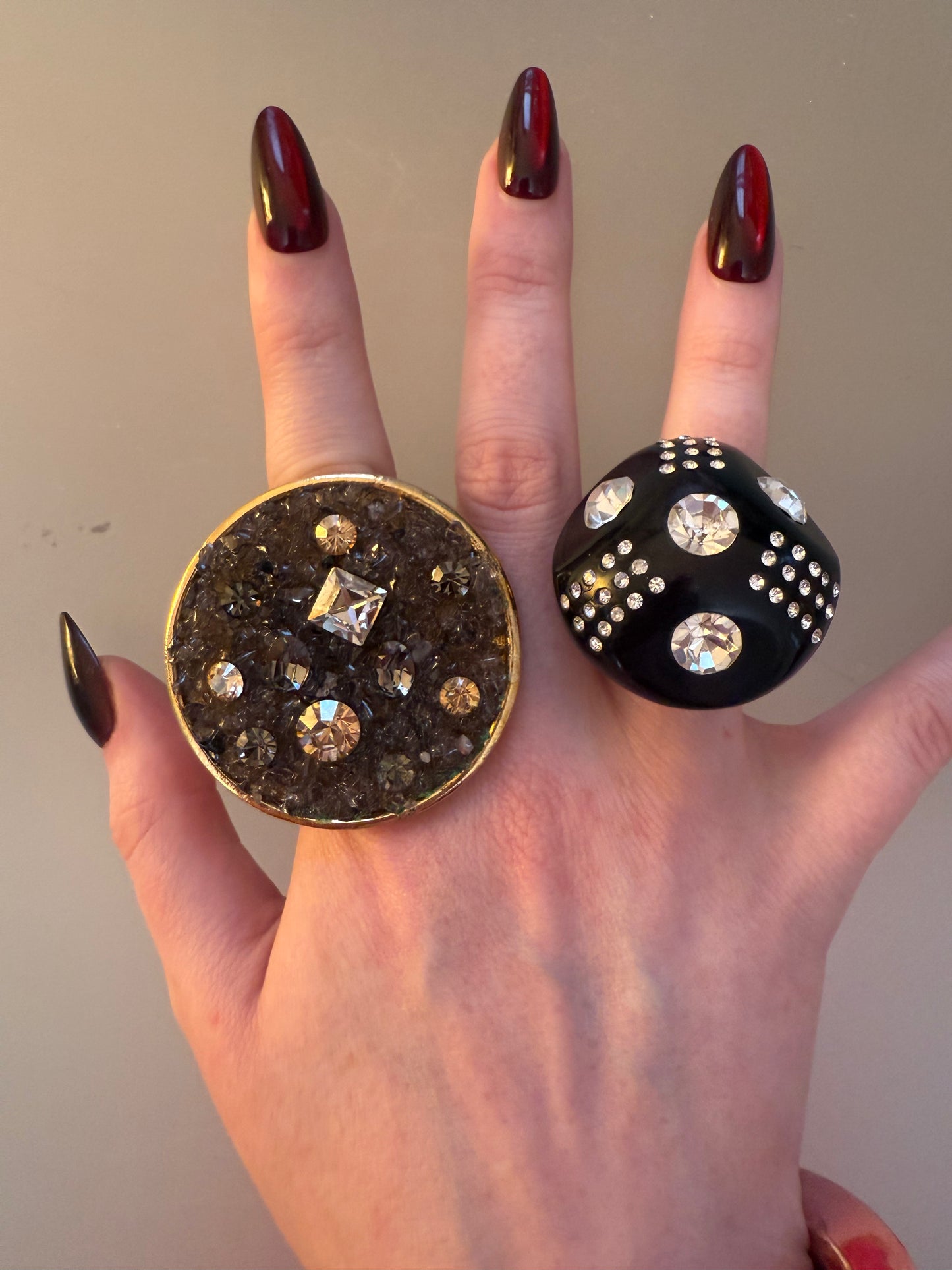 Vintage Huge Chunky Chocolate Cocktail Sparkle Ring