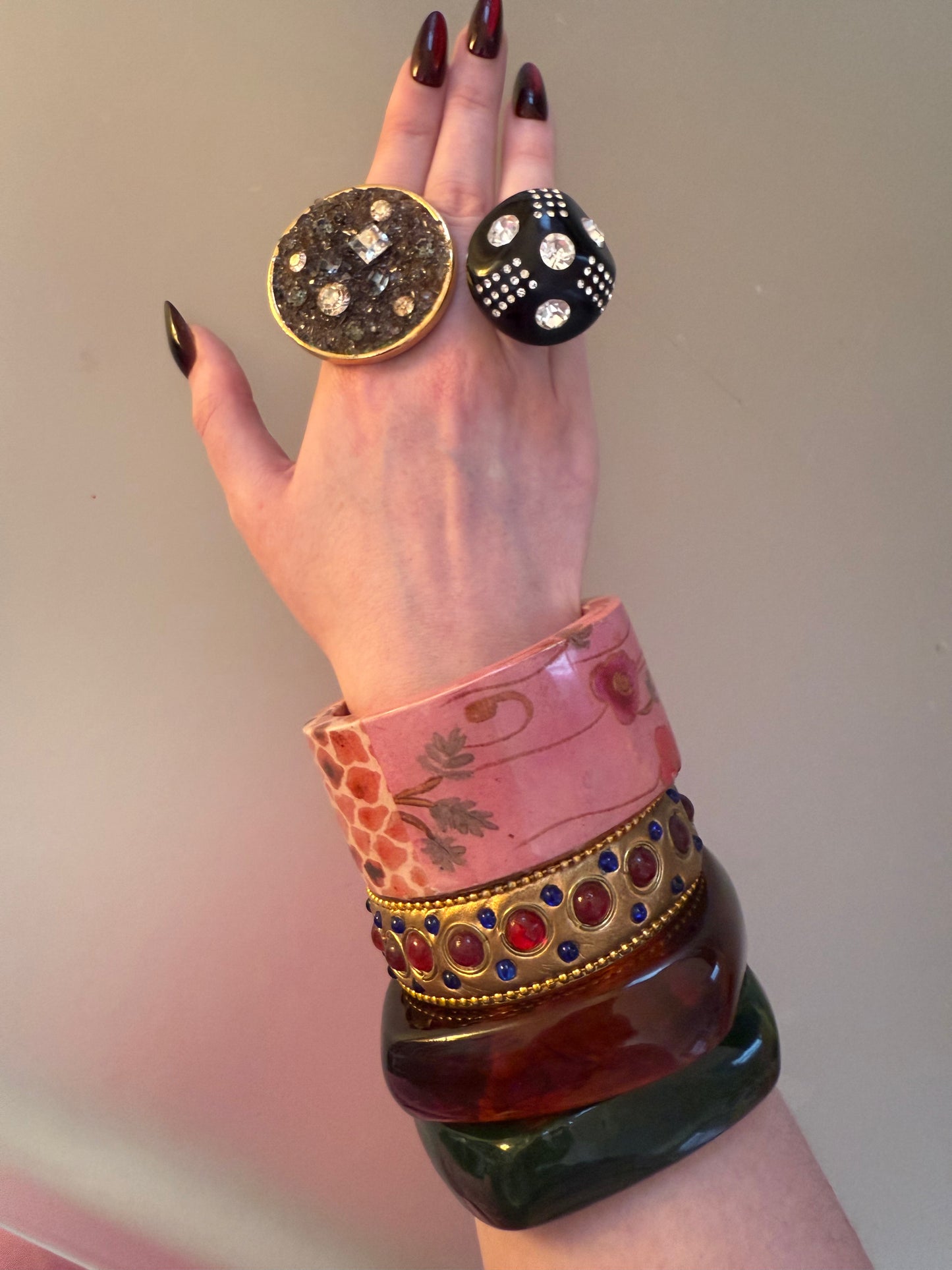 Vintage Huge Chunky Chocolate Cocktail Sparkle Ring