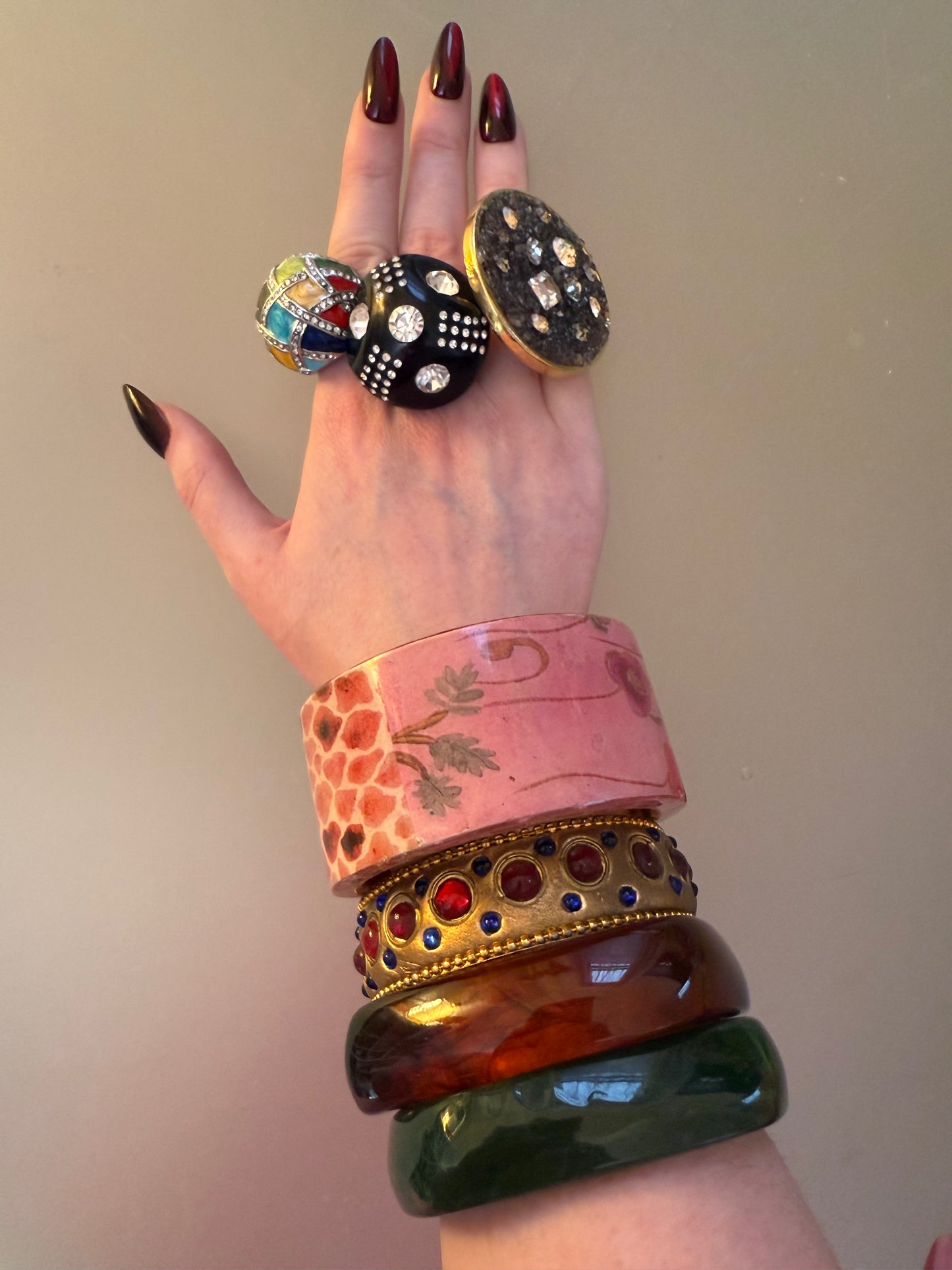 Vintage Huge Chunky Chocolate Cocktail Sparkle Ring