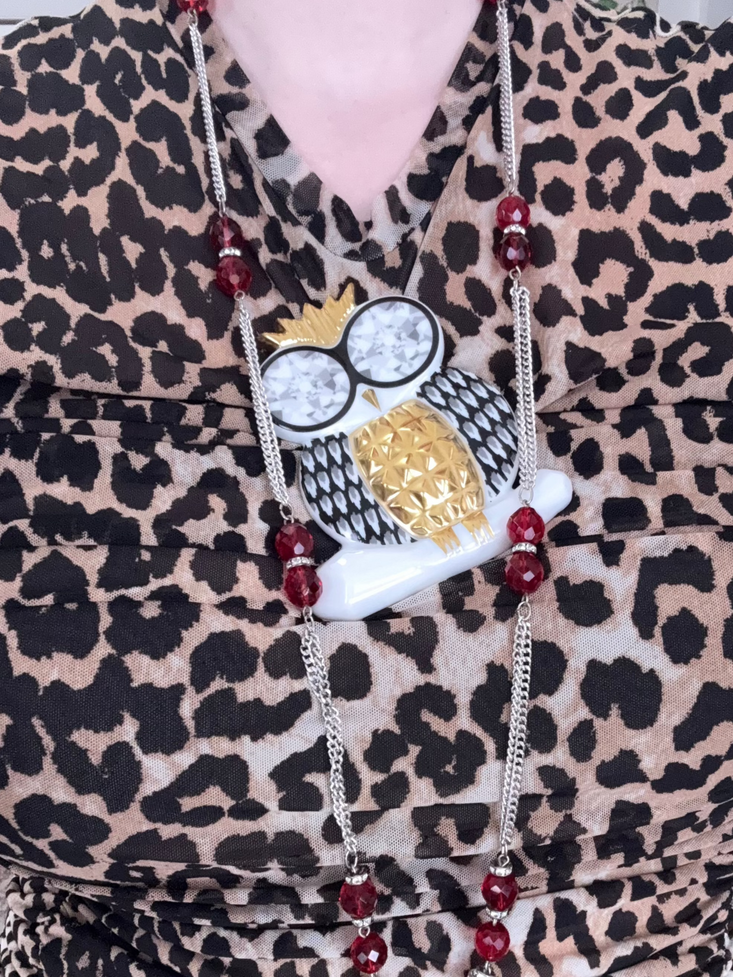 Iris Apfel's Documented Bernardaud 22K Gold & Porcelain Owl Brooch