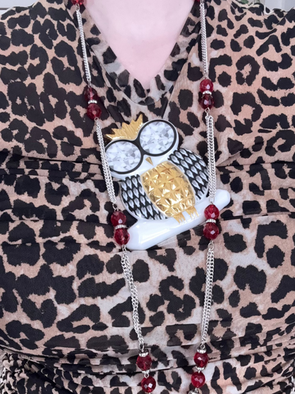 Iris Apfel's Documented Bernardaud 22K Gold & Porcelain Owl Brooch