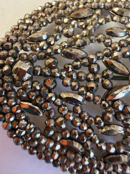 Antique Oversized Victorian Cut Steel Oval Brooch