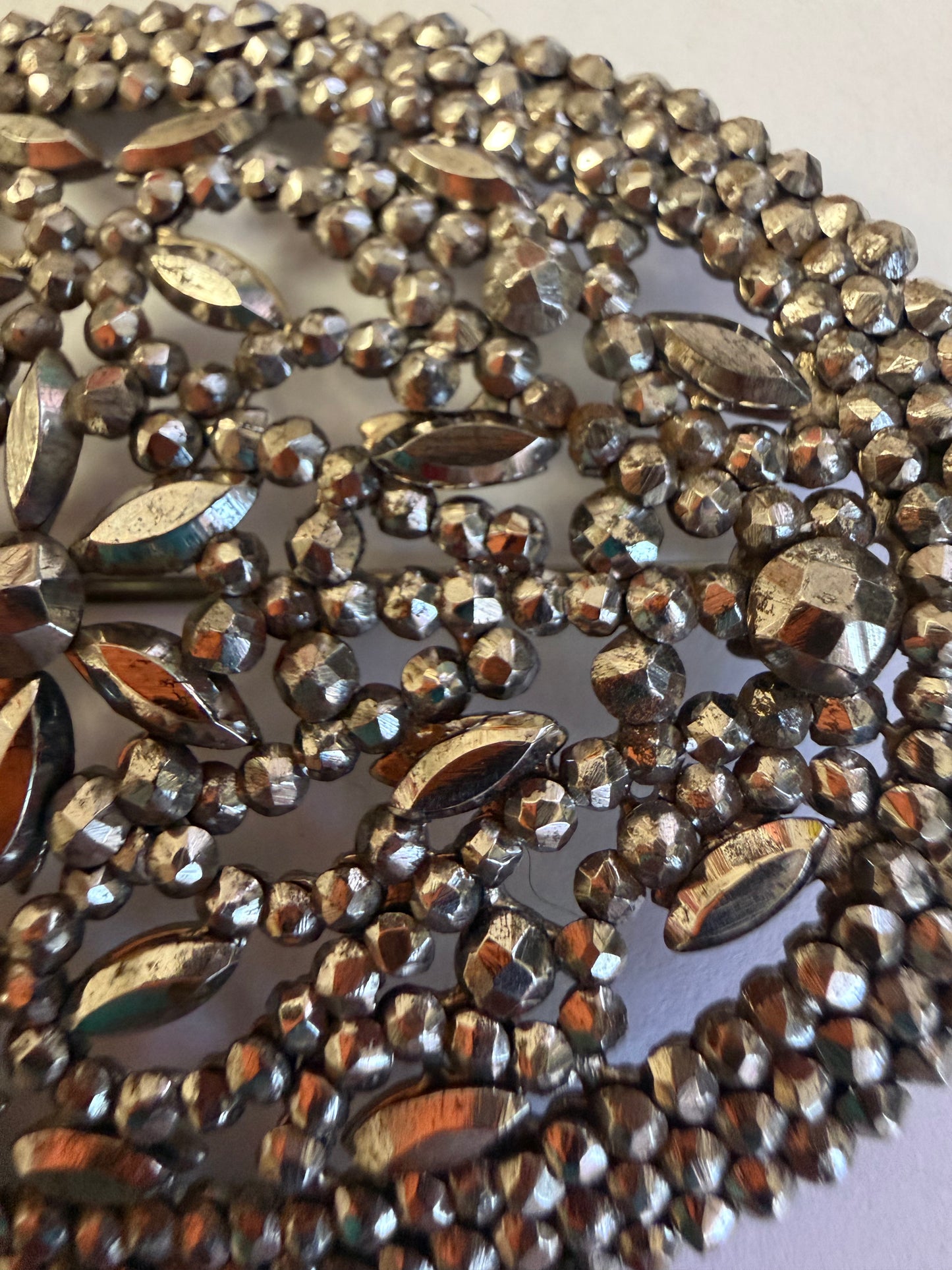 Antique Oversized Victorian Cut Steel Oval Brooch