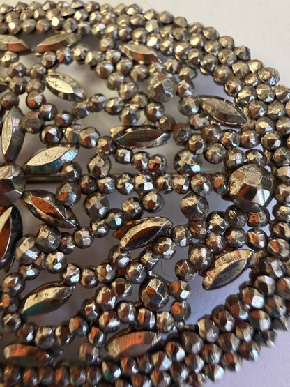 Antique Oversized Victorian Cut Steel Oval Brooch