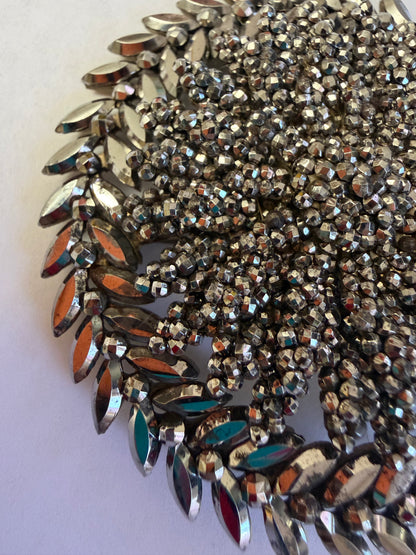 Antique Oversized Monumental Decadent Victorian Cut Steel Brooch