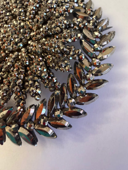 Antique Oversized Monumental Decadent Victorian Cut Steel Brooch