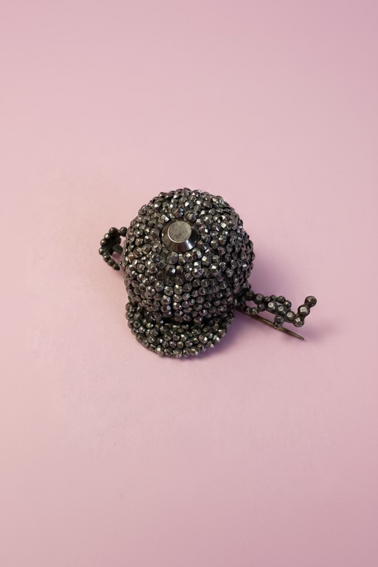 Antique Rare Victorian Cut Steel Jockey Cap Brooch