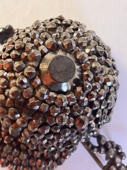 Antique Rare Victorian Cut Steel Jockey Cap Brooch